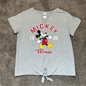 Disney Mickey Mouse Gray Cutout Choker with Waist Tie Shirt Juniors Size XL